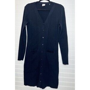 CAbi M Black Counsel Ribbed Long Cardigan Button Front Thin Knit 5450